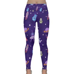 Space Seamless Pattern Lightweight Velour Classic Yoga Leggings by Wegoenart