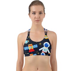 Space Seamless Pattern ---- Back Web Sports Bra by Wegoenart