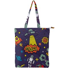 Vector Flat Space Design Background Double Zip Up Tote Bag