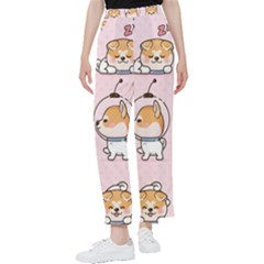 Set Kawaii Smile Japanese Dog Cartoon Women s Pants  by Wegoenart