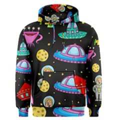 Seamless Pattern With Space Object Ufo Rocket Alien Hand Drawn Element Space Men s Core Hoodie by Wegoenart