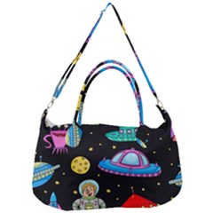 Seamless Pattern With Space Object Ufo Rocket Alien Hand Drawn Element Space Removal Strap Handbag by Wegoenart