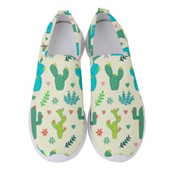 Cactus Succulent Floral Seamless Pattern Women s Slip On Sneakers by Wegoenart