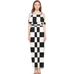 Chess Board Background Design Draped Sleeveless Chiffon Jumpsuit by Wegoenart