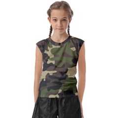 Texture-military-camouflage-repeats-seamless-army-green-hunting Kids  Raglan Cap Sleeve Tee by Wegoenart