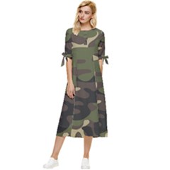 Texture-military-camouflage-repeats-seamless-army-green-hunting Bow Sleeve Chiffon Midi Dress