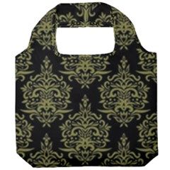 Black And Green Ornament Damask Vintage Foldable Grocery Recycle Bag by ConteMonfrey