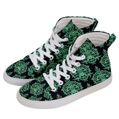 Black And Neon Ornament Damask Vintage Women s Hi-top Skate Sneakers by ConteMonfrey