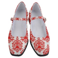 White And Red Ornament Damask Vintage Women s Mary Jane Shoes by ConteMonfrey