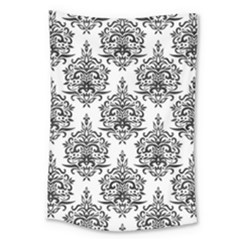 Black And White Ornament Damask Vintage Large Tapestry by ConteMonfrey