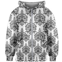 Black And White Ornament Damask Vintage Kids  Zipper Hoodie Without Drawstring by ConteMonfrey