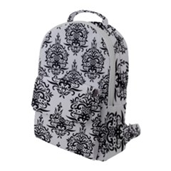 Black And White Ornament Damask Vintage Flap Pocket Backpack (large) by ConteMonfrey