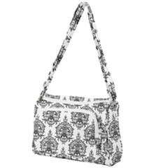 Black And White Ornament Damask Vintage Front Pocket Crossbody Bag by ConteMonfrey