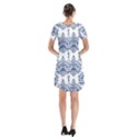 Blue And White Ornament Damask Vintage Short Sleeve V-neck Flare Dress View2