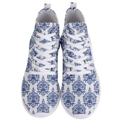 Blue And White Ornament Damask Vintage Men s Lightweight High Top Sneakers by ConteMonfrey