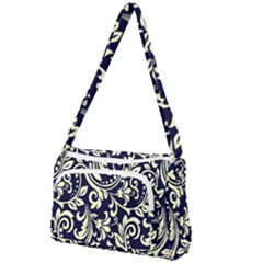 Blue Floral Tribal Front Pocket Crossbody Bag by ConteMonfrey