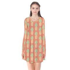 Pineapple Orange Pastel Long Sleeve V-neck Flare Dress by ConteMonfrey