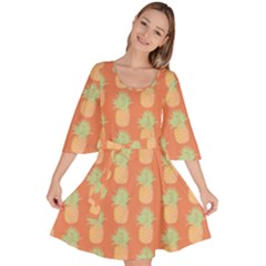 Pineapple Orange Pastel Velour Kimono Dress by ConteMonfrey