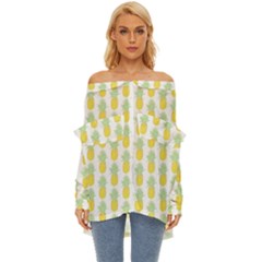 Pineapple Glitter Off Shoulder Chiffon Pocket Shirt by ConteMonfrey