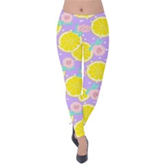 Purple Lemons  Velvet Leggings by ConteMonfrey