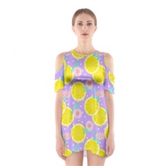 Purple Lemons  Shoulder Cutout One Piece Dress by ConteMonfrey