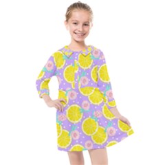 Purple Lemons  Kids  Quarter Sleeve Shirt Dress by ConteMonfrey