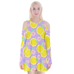 Purple Lemons  Velvet Long Sleeve Shoulder Cutout Dress by ConteMonfrey