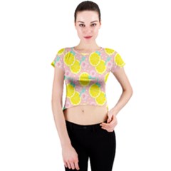 Pink Lemons Crew Neck Crop Top by ConteMonfrey