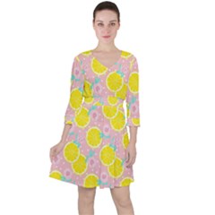 Pink Lemons Quarter Sleeve Ruffle Waist Dress by ConteMonfrey