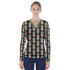 Pineapple Green V-neck Long Sleeve Top by ConteMonfrey