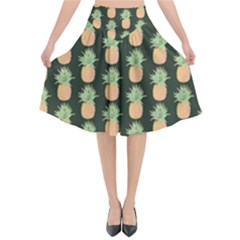 Pineapple Green Flared Midi Skirt by ConteMonfrey