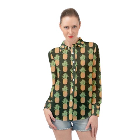 Pineapple Green Long Sleeve Chiffon Shirt by ConteMonfrey