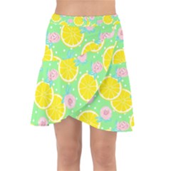 Green Lemons Wrap Front Skirt by ConteMonfrey