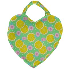 Green Lemons Giant Heart Shaped Tote by ConteMonfrey