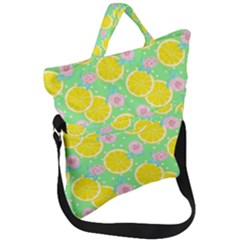 Green Lemons Fold Over Handle Tote Bag