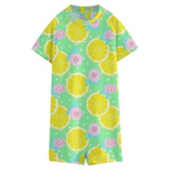 Green Lemons Kids  Boyleg Half Suit Swimwear by ConteMonfrey