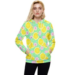 Green Lemons Women s Lightweight Drawstring Hoodie by ConteMonfrey