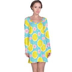 Blue Neon Lemons Long Sleeve Nightdress by ConteMonfrey