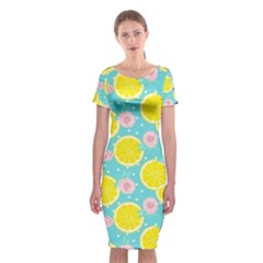 Blue Neon Lemons Classic Short Sleeve Midi Dress by ConteMonfrey