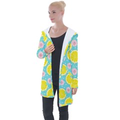 Blue Neon Lemons Longline Hooded Cardigan by ConteMonfrey