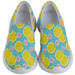 Blue Neon Lemons Kids Lightweight Slip Ons by ConteMonfrey