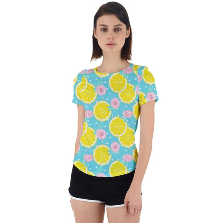 Blue neon lemons Back Cut Out Sport Tee