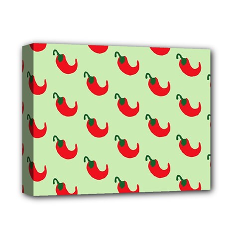 Small Mini Peppers Green Deluxe Canvas 14  X 11  (stretched) by ConteMonfrey