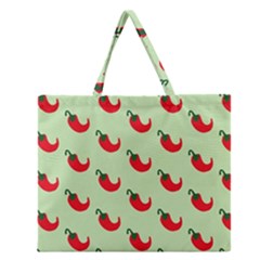 Small Mini Peppers Green Zipper Large Tote Bag by ConteMonfrey