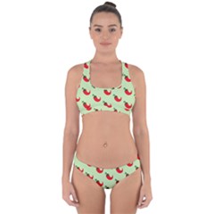 Small Mini Peppers Green Cross Back Hipster Bikini Set