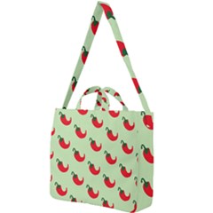 Small Mini Peppers Green Square Shoulder Tote Bag