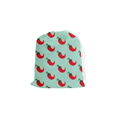 Small Mini Peppers Blue Drawstring Pouch (small) by ConteMonfrey