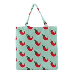 Small Mini Peppers Blue Grocery Tote Bag by ConteMonfrey