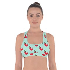 Small Mini Peppers Blue Cross Back Sports Bra by ConteMonfrey