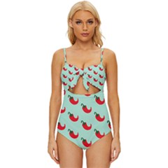 Small Mini Peppers Blue Knot Front One-piece Swimsuit by ConteMonfrey